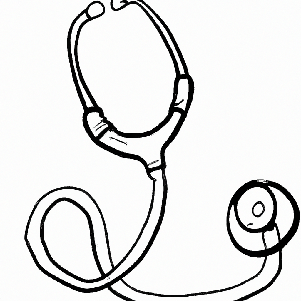 Un stéthoscope dessiné, posé sur un fond blanc.